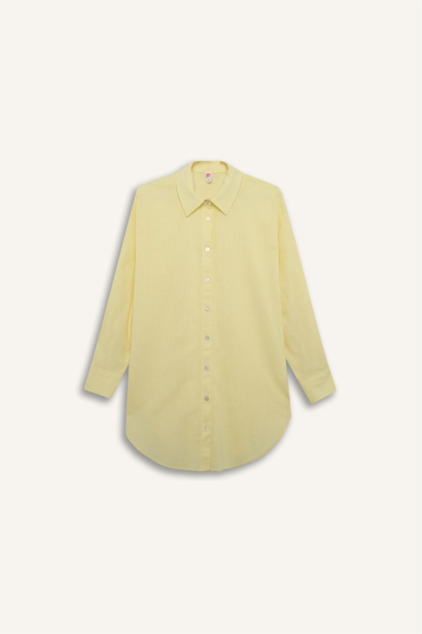 WOMAN Yellow Regular Fit Cotton Beachwear