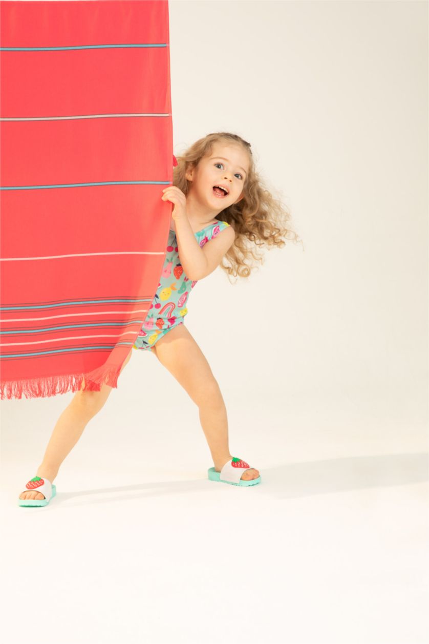 Baby Girl Mint Strappy Fruit Print Swimsuit