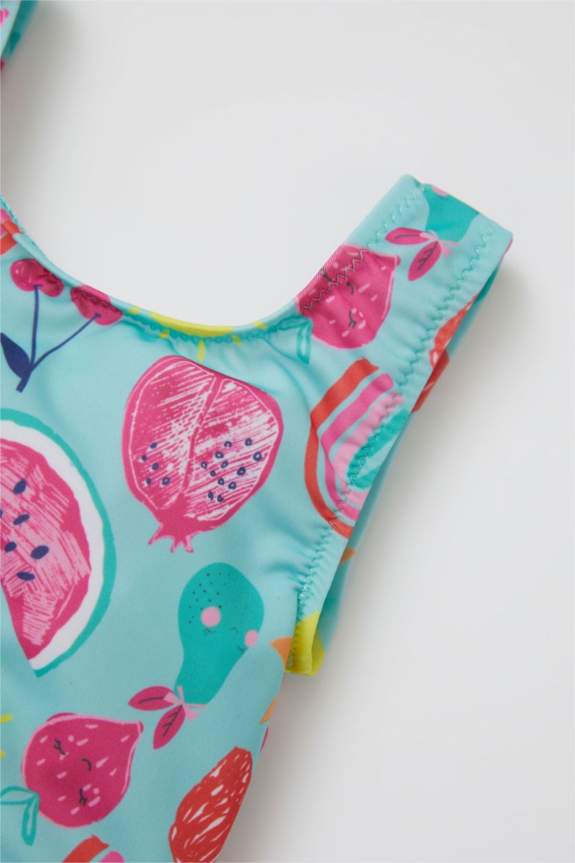 Baby Girl Mint Strappy Fruit Print Swimsuit