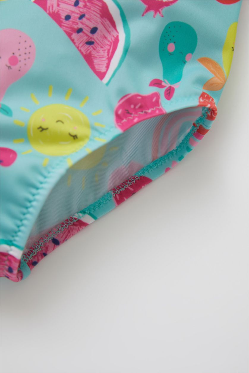 Baby Girl Mint Strappy Fruit Print Swimsuit