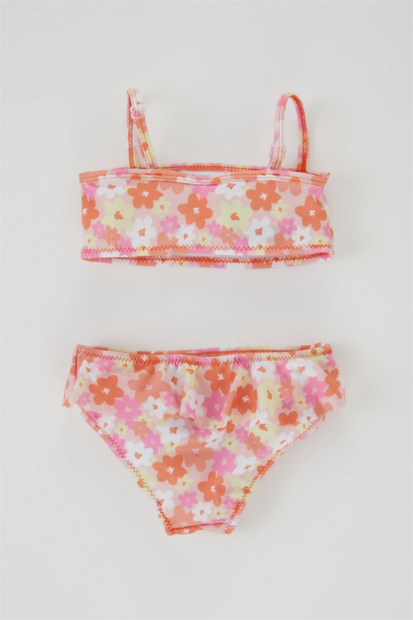 طفلة صغيرة مرجاني فاتح سيت بيكيني فلورال بقصة عادية - قطعتين