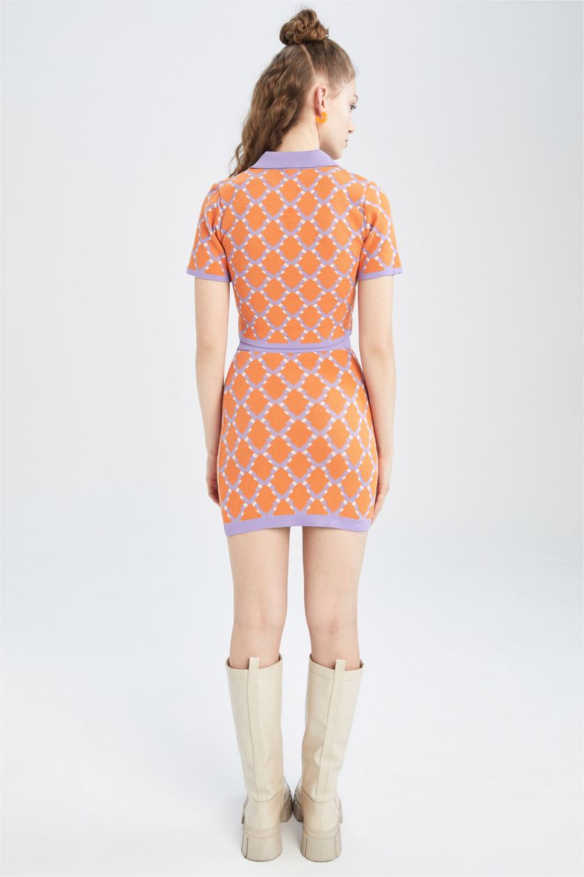 WOMAN Coral Coool Slim Fit Patterned Knitwear Skirt