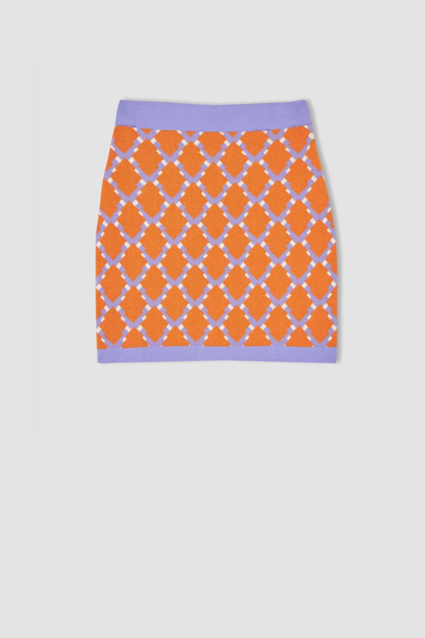 WOMAN Coral Coool Slim Fit Patterned Knitwear Skirt