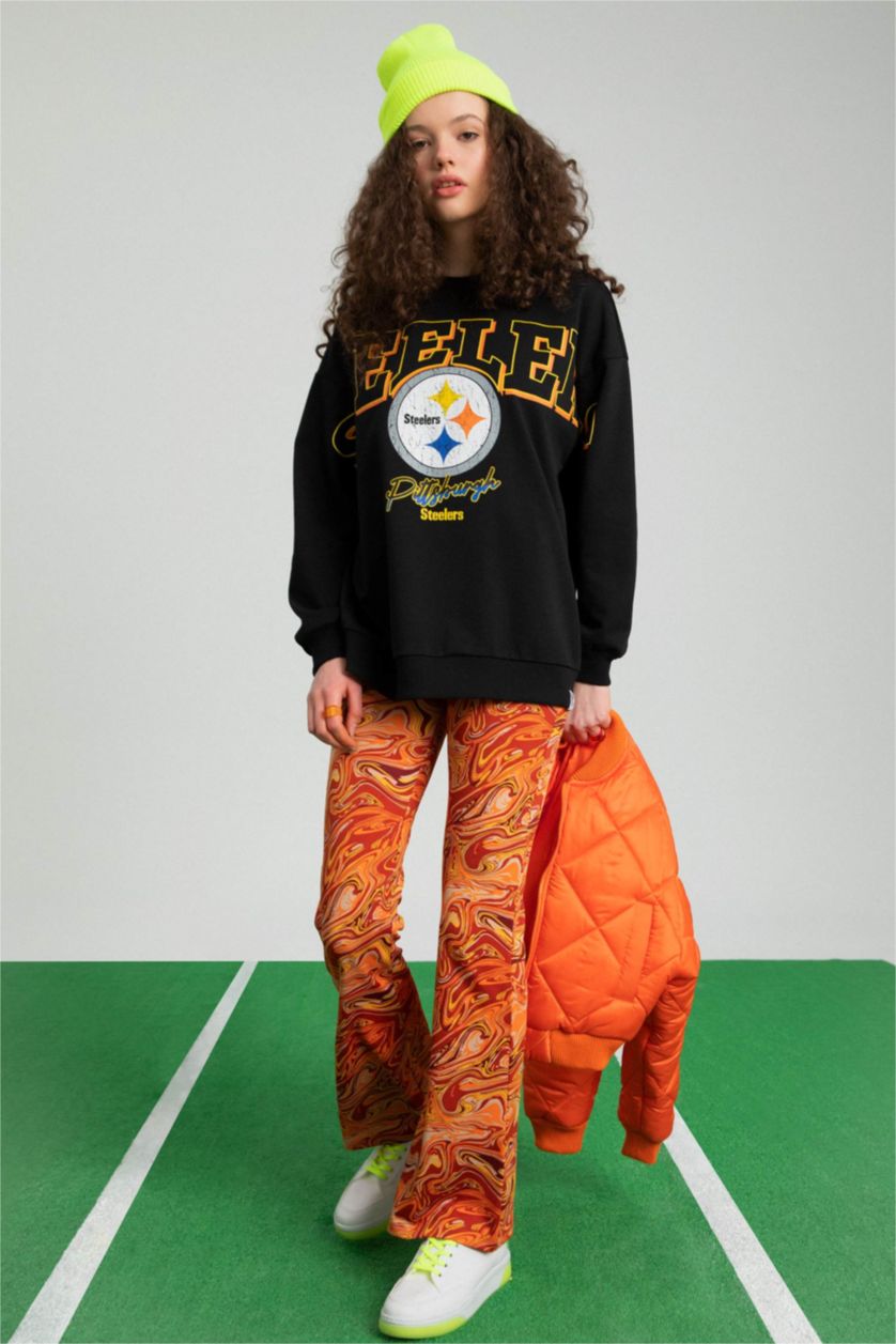 FEMME Orange Normal Waist Flare Trousers