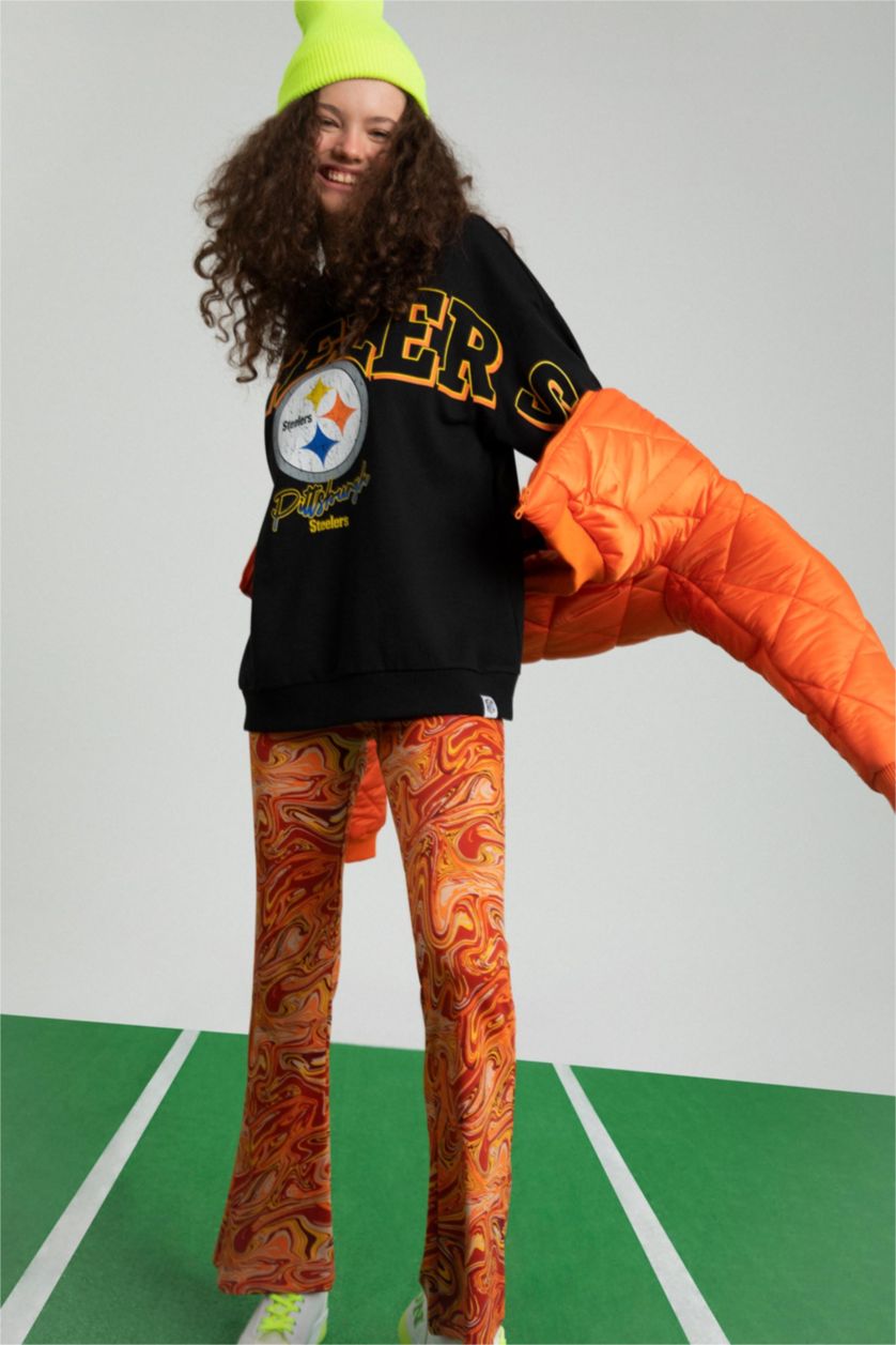 FEMME Orange Normal Waist Flare Trousers