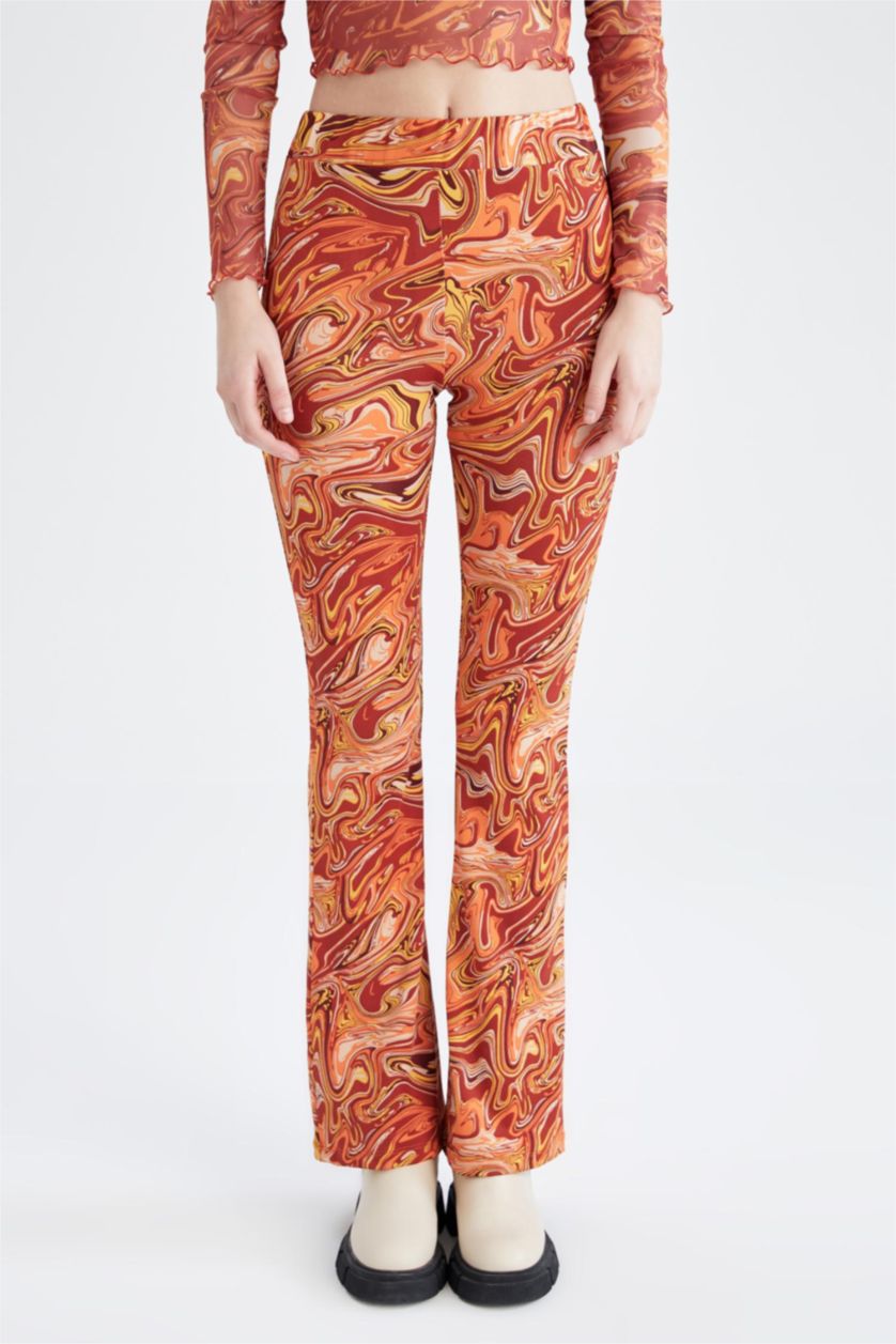 FEMME Orange Normal Waist Flare Trousers