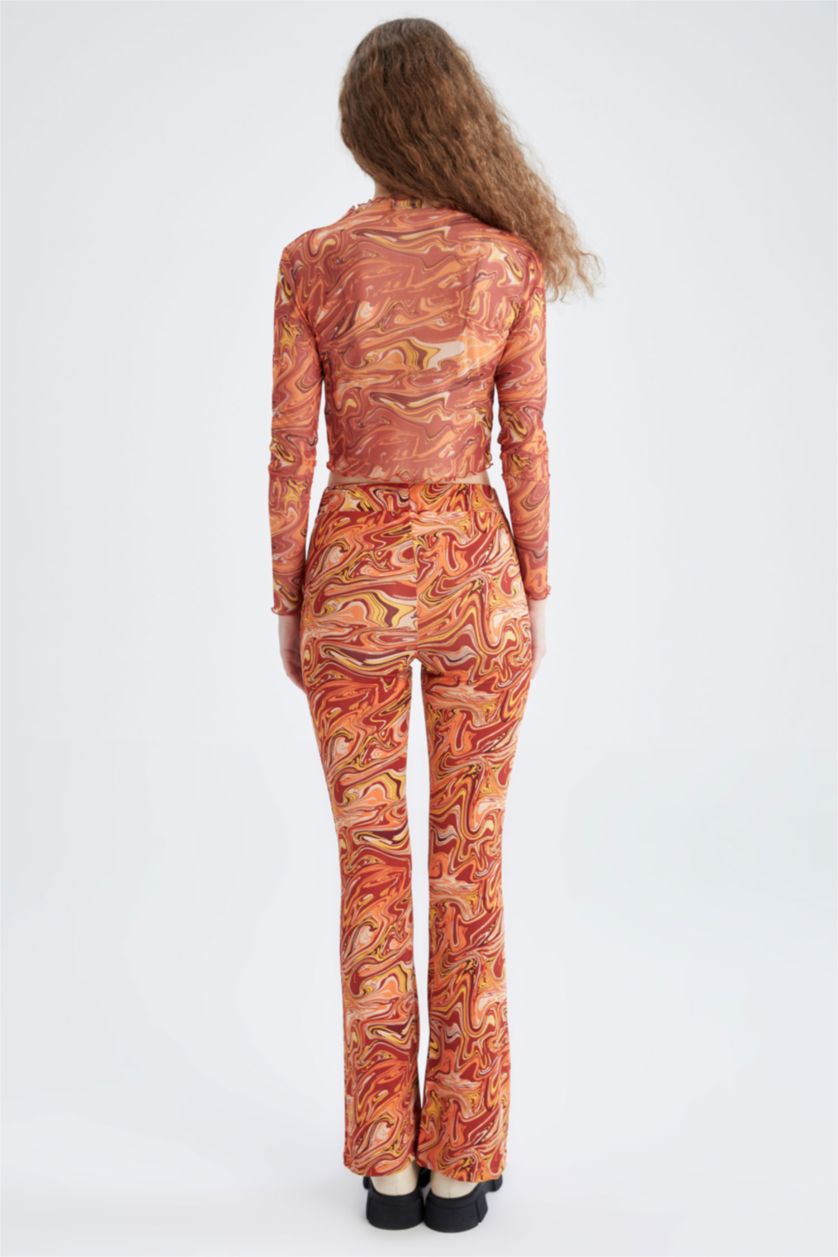 FEMME Orange Normal Waist Flare Trousers