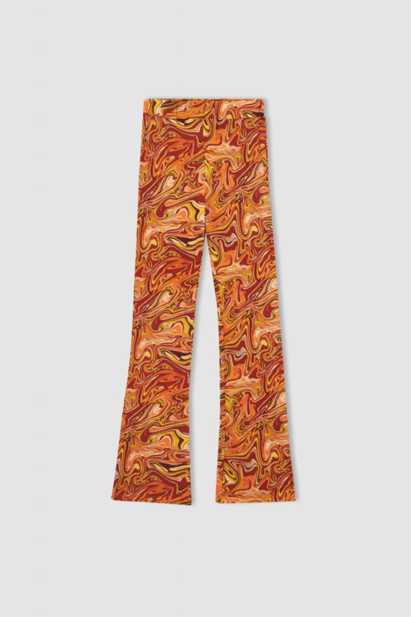 FEMME Orange Normal Waist Flare Trousers