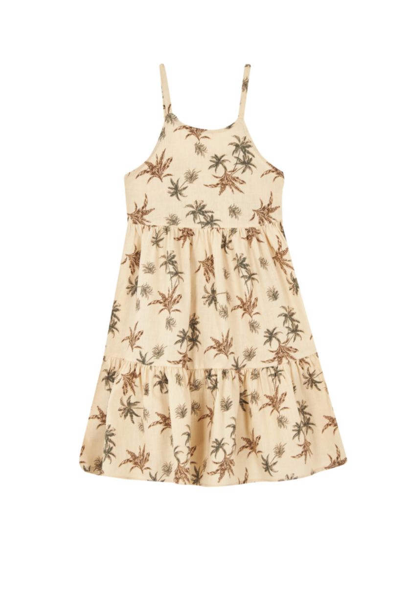 Girls & Teens Beige Regular Fit Strappy Woven Dress