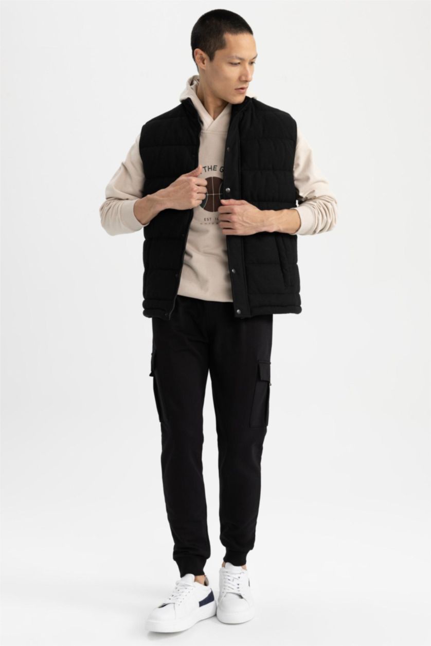 رجال أسود قمصلة يلك بجيب قصة عادية بياقة عالية