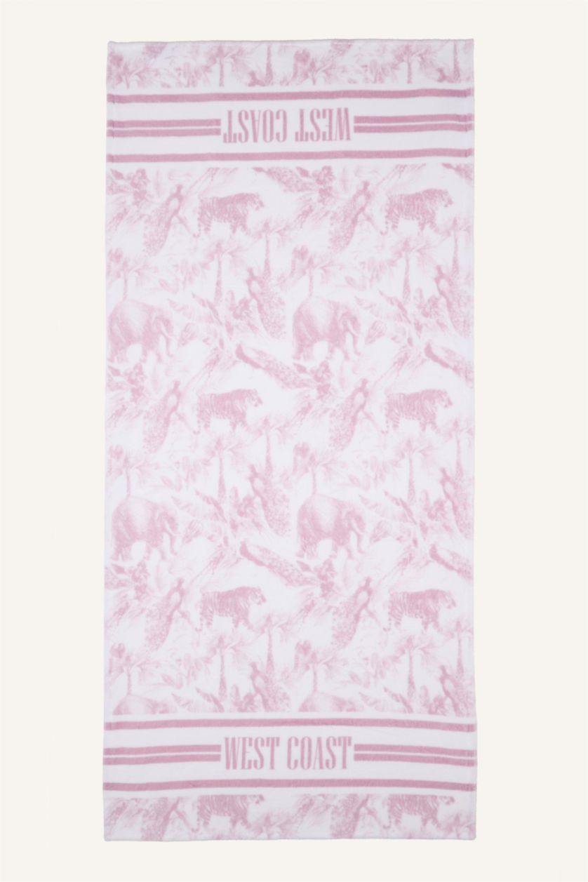 FEMME Rose Serviette de plage rose en coton à motif