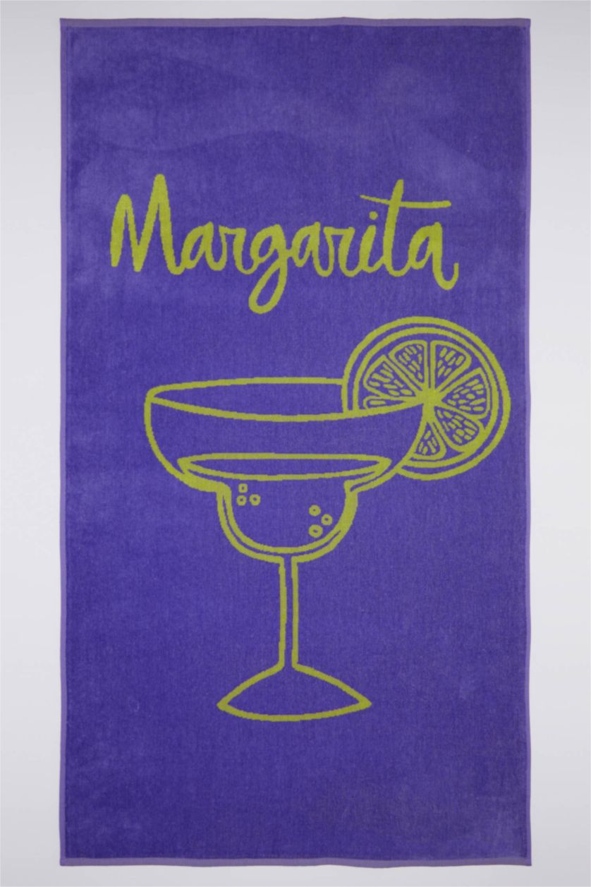 Kadın Açık Mor Kadın Desenli Pamuklu Plaj Havlusu