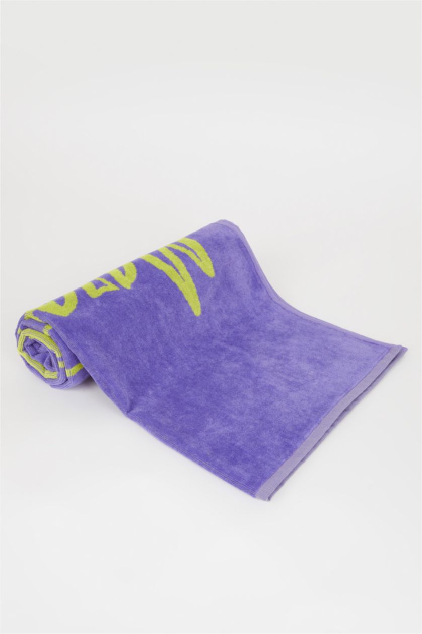 Kadın Açık Mor Kadın Desenli Pamuklu Plaj Havlusu