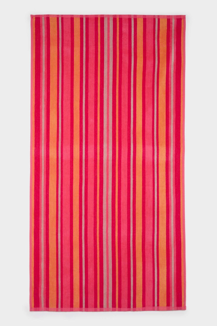 Kadın Koyu Pembe Kadın Desenli Pamuklu Plaj Havlusu