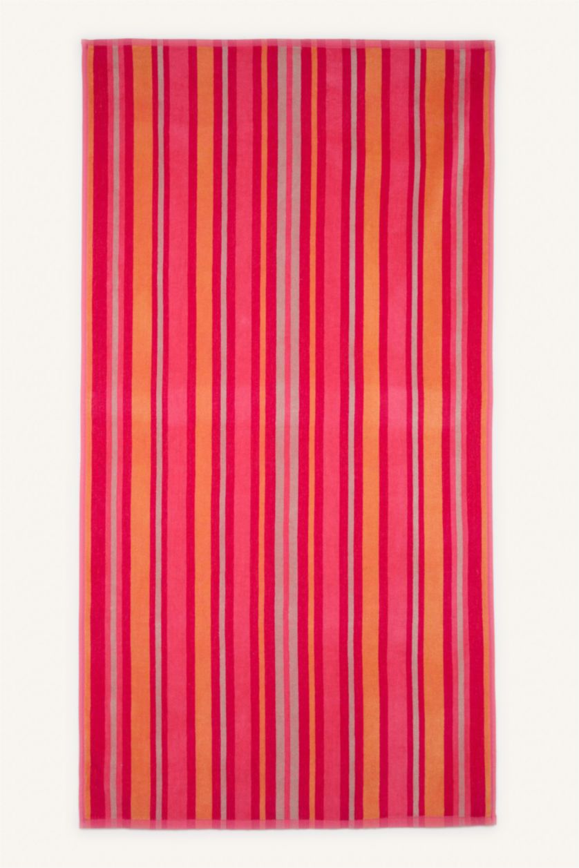 FEMME Rose Foncé Serviette de plage rayée en coton pour femme