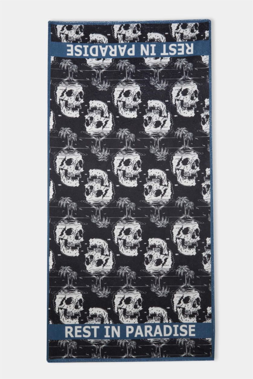 رجال أسود منشفة شاطئ منقوشة بصورة الجمجمة للرجال