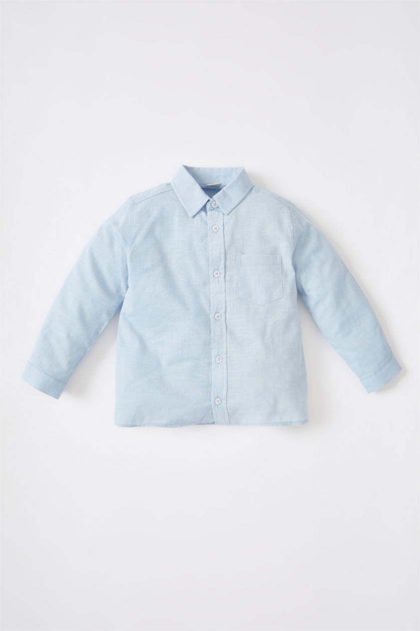BABY BOY Light Blue Regular Fit Long Sleeve Poplin Shirt