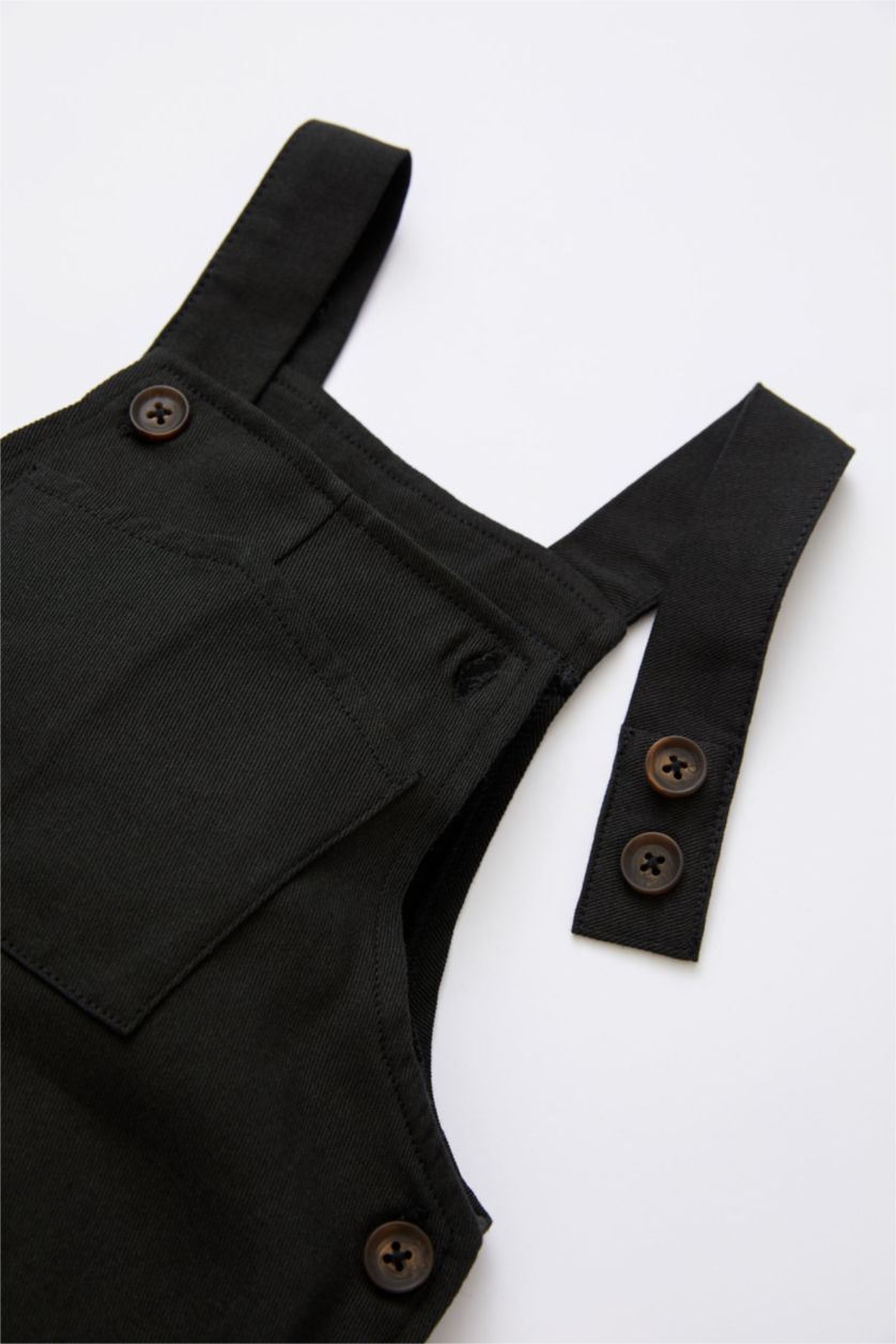 Erkek Bebek Antrasit Erkek Bebek Ayarlanabilir Askılı Twill Salopet Tulum