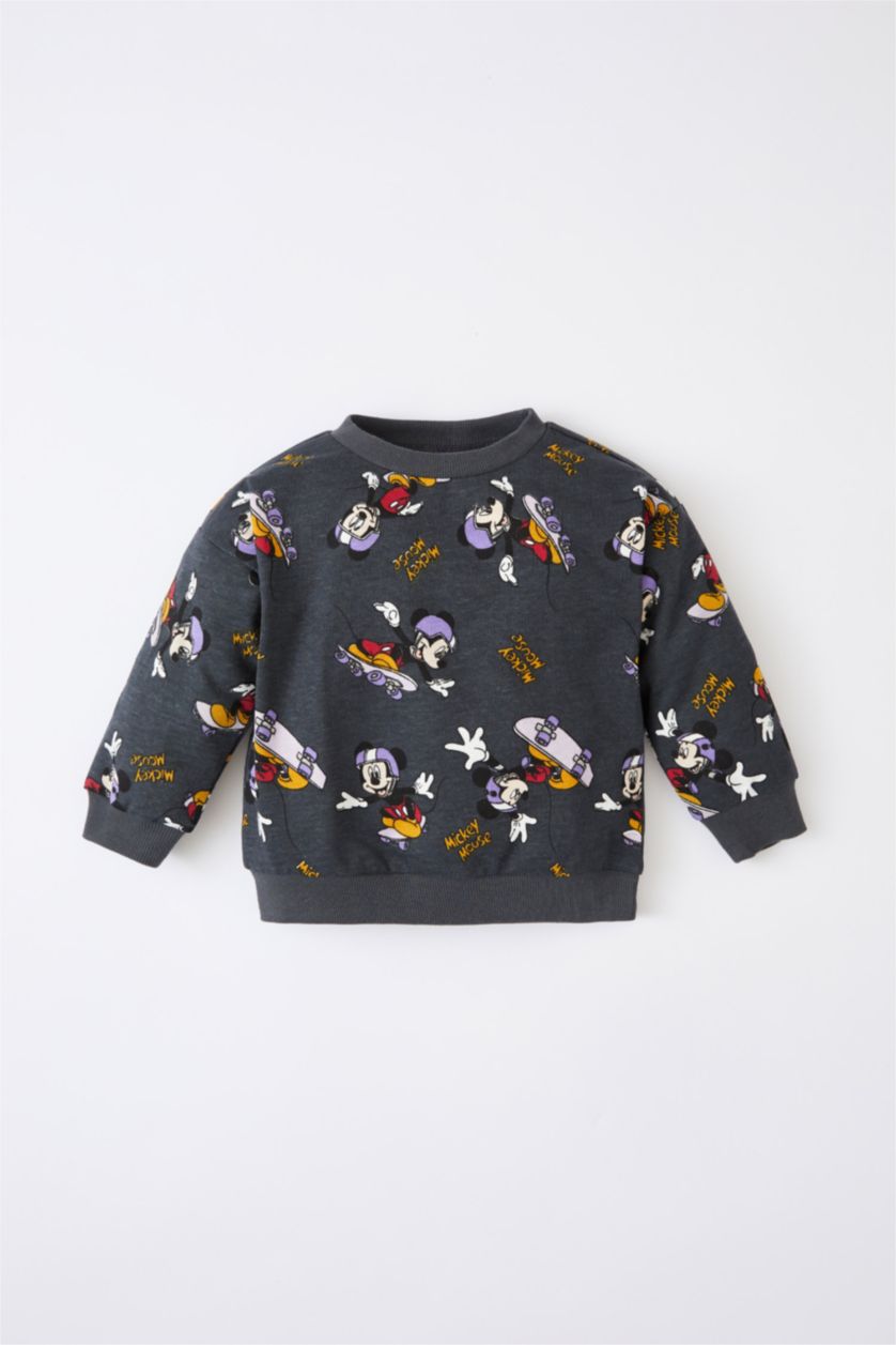 BÉBÉ GARÇON Anthracite Sweat-shirt à col ras du cou sous licence Mickey et Minnie pour bébé garçon