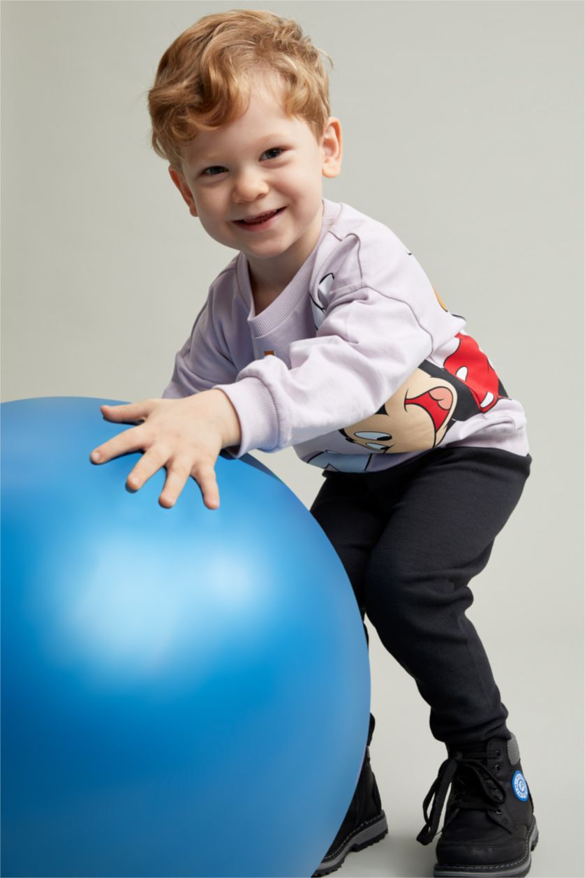 Erkek Bebek Açık Lila Erkek Bebek Mickey Mouse Pamuklu 2'li Takım