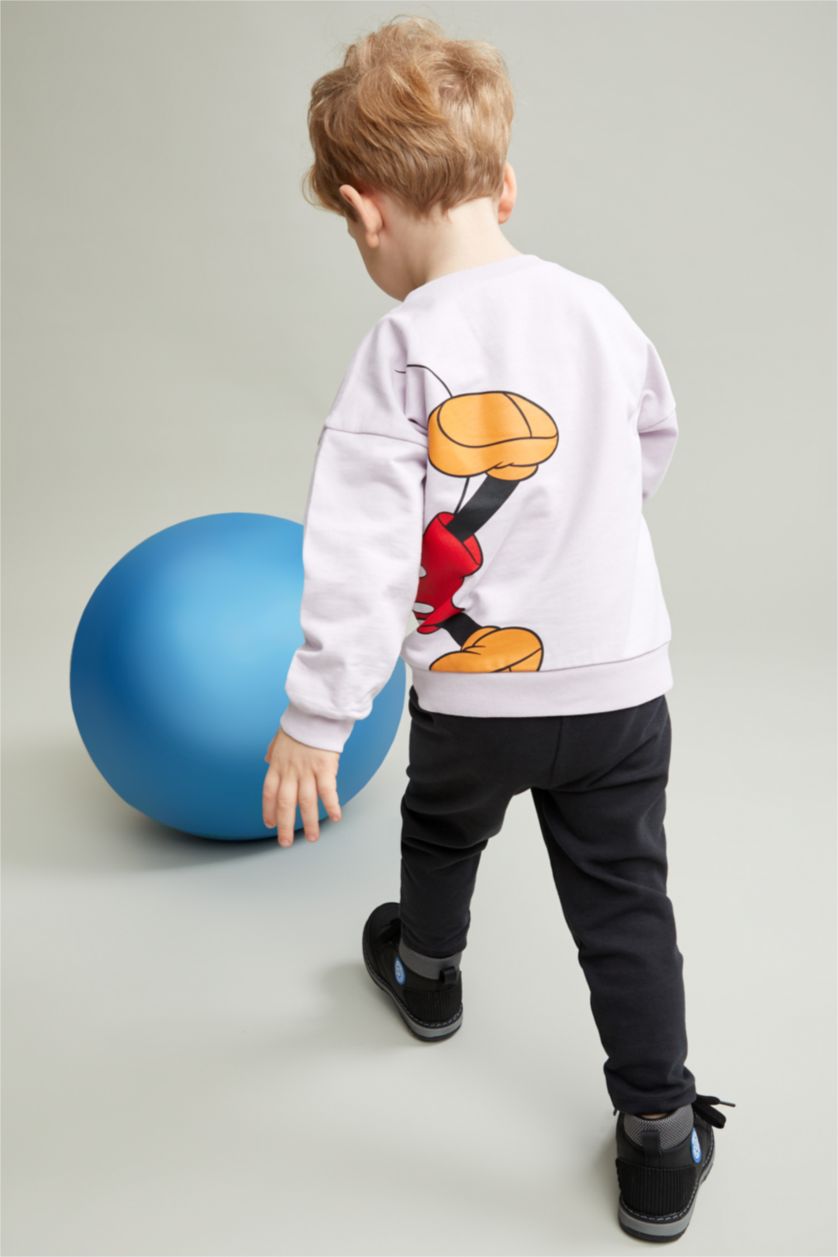 Erkek Bebek Açık Lila Erkek Bebek Mickey Mouse Pamuklu 2'li Takım