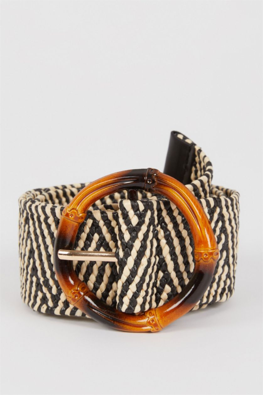 FEMME Karma Ceinture en paille à boucle ovale pour femmes