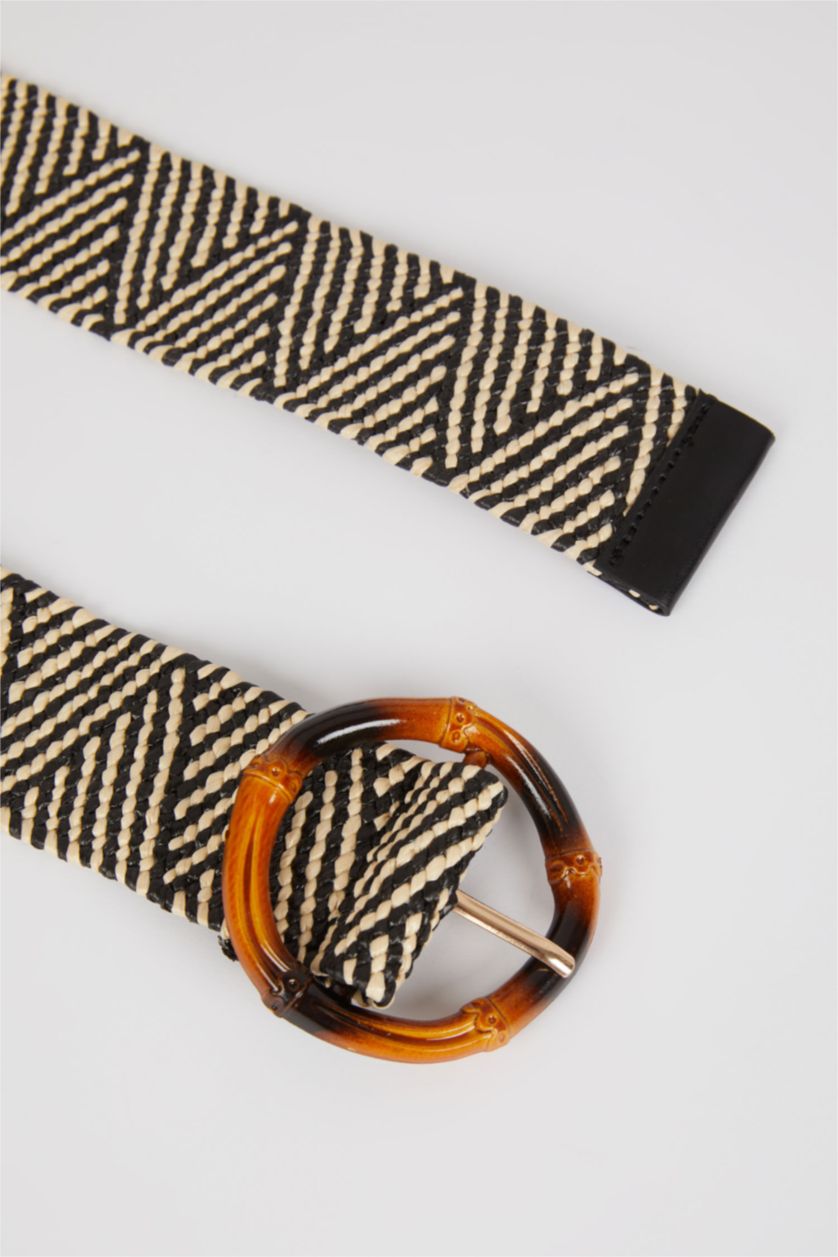 FEMME Karma Ceinture en paille à boucle ovale pour femmes