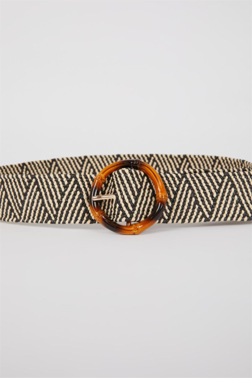 FEMME Karma Ceinture en paille à boucle ovale pour femmes