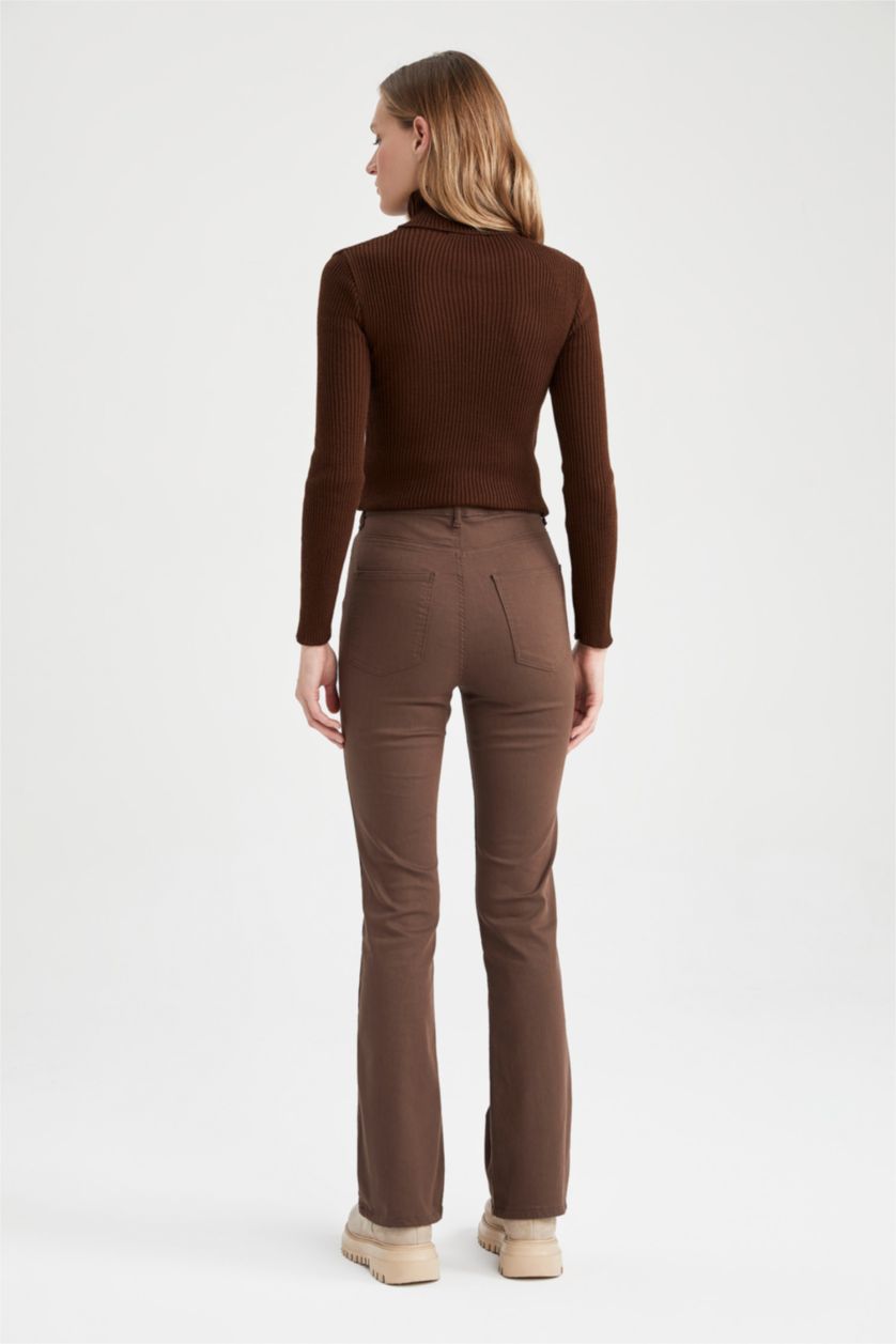 WOMAN Brown High Waist Flare Trousers