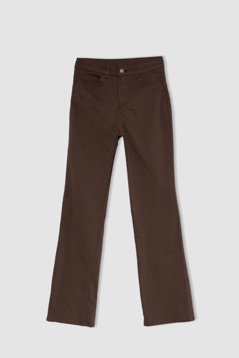 WOMAN Brown High Waist Flare Trousers