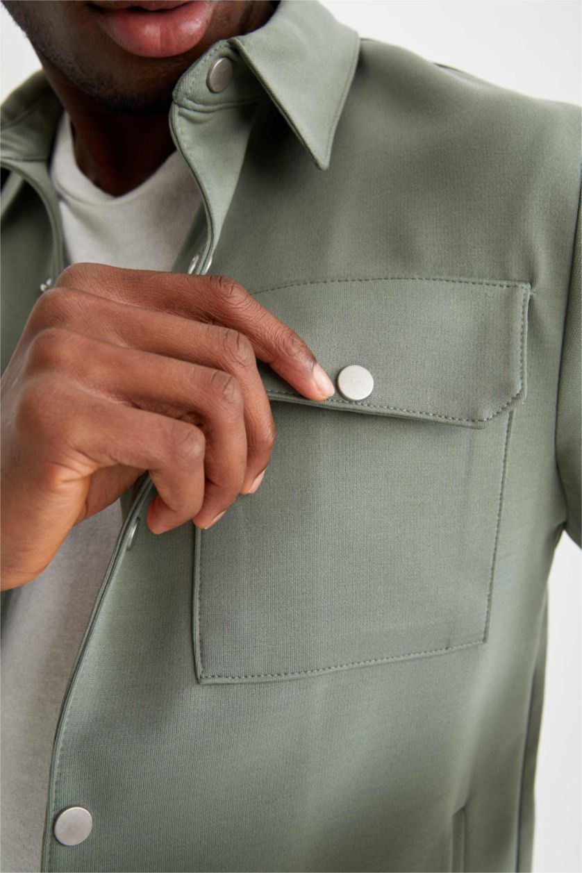 MAN Khaki Slim Fit Long Sleeve Double Side Pocket Detail Jacket