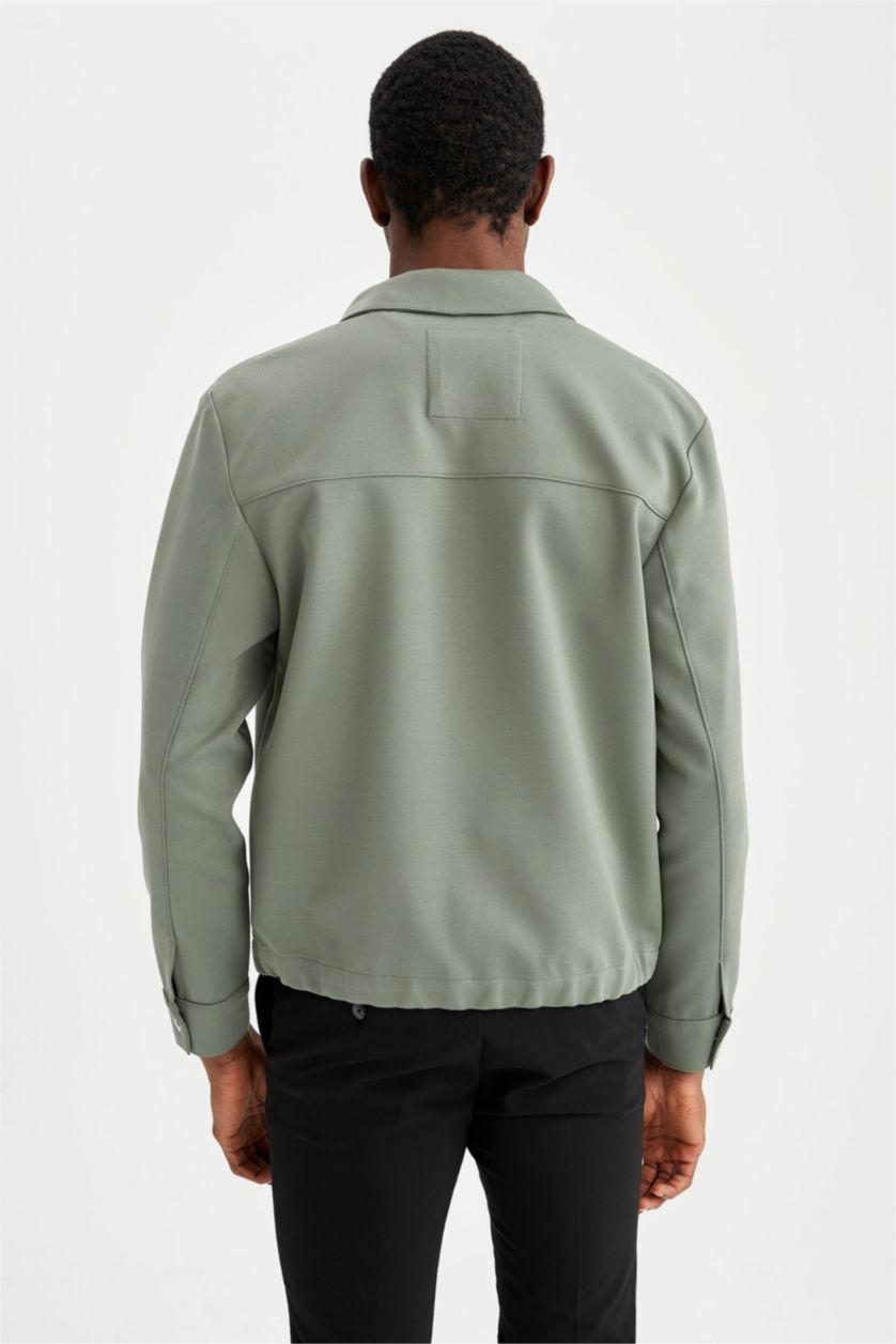 MAN Khaki Slim Fit Long Sleeve Double Side Pocket Detail Jacket