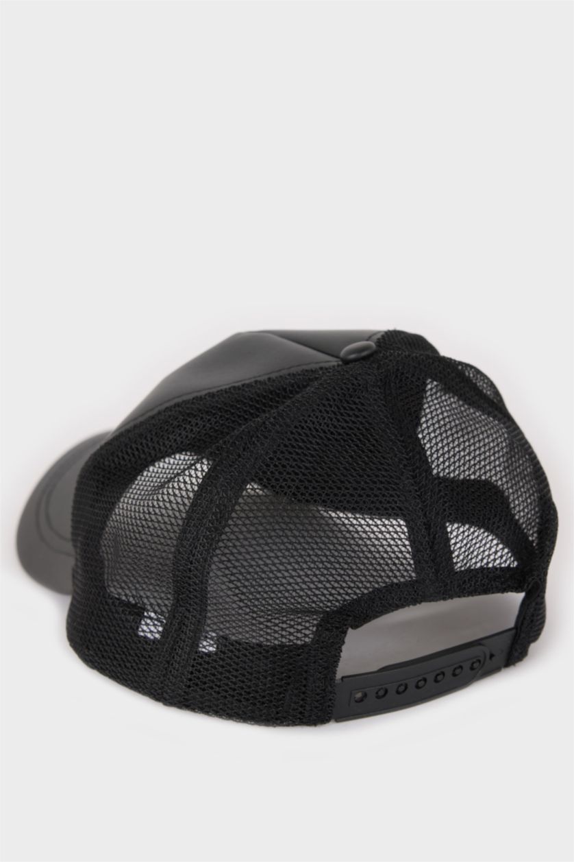 رجال أسود كاب رجالي جلد صناعي