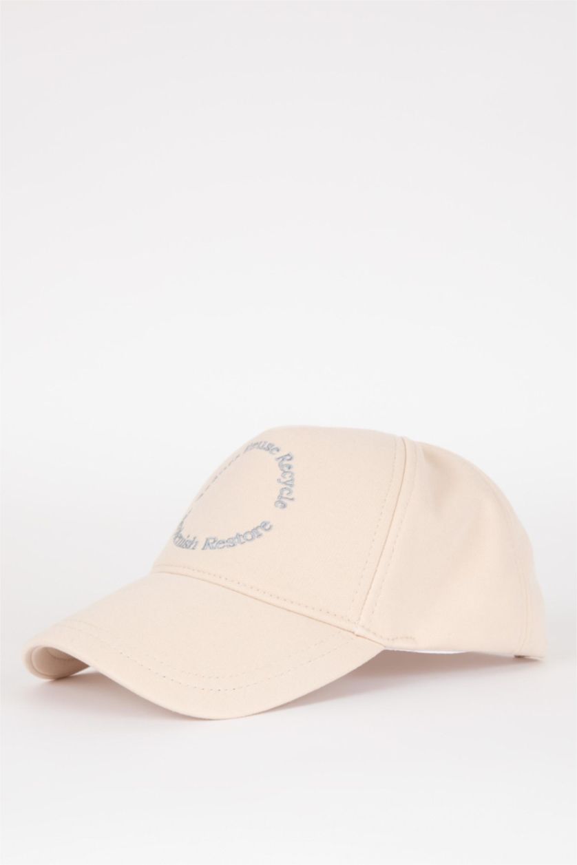 MAN Beige Men Embroidered Cotton Cap Hat