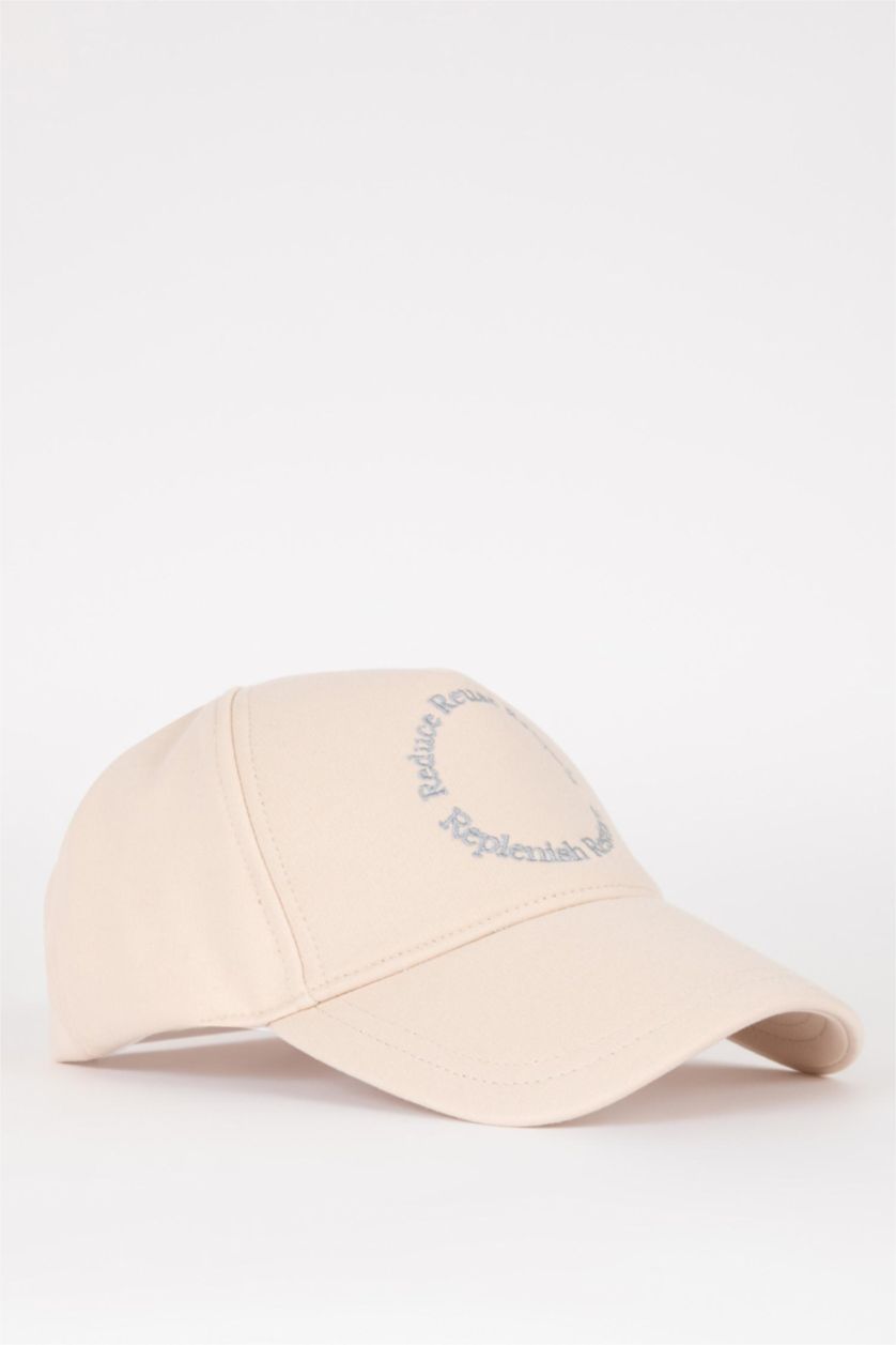 MAN Beige Men Embroidered Cotton Cap Hat