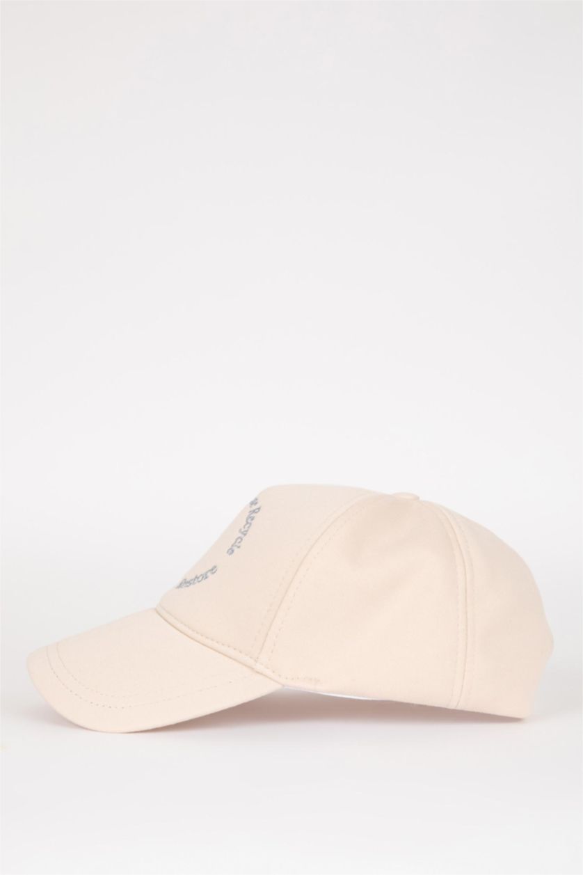 MAN Beige Men Embroidered Cotton Cap Hat