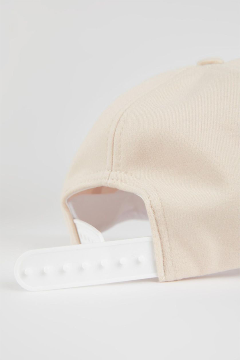 MAN Beige Men Embroidered Cotton Cap Hat