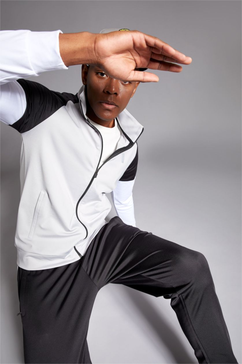 رجال رمادي فاتح Slim Fit Scuba Fabric Cardigan