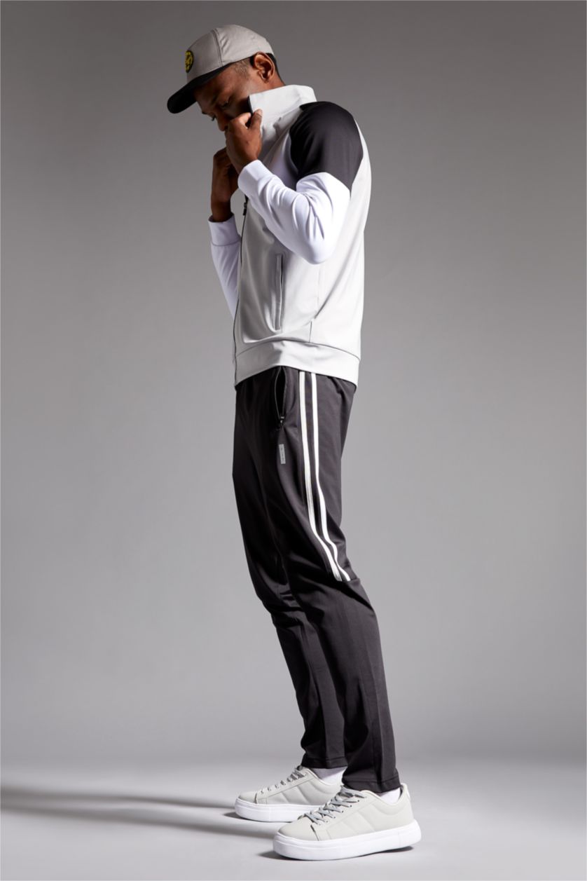 رجال رمادي فاتح Slim Fit Scuba Fabric Cardigan