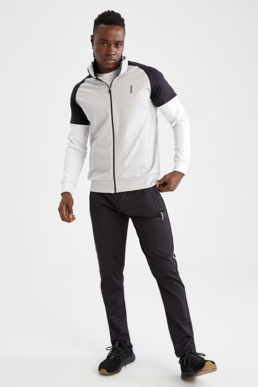 رجال رمادي فاتح Slim Fit Scuba Fabric Cardigan