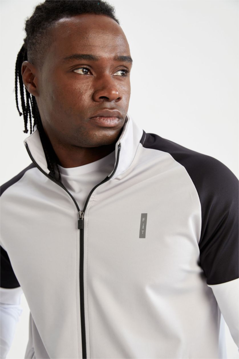 رجال رمادي فاتح Slim Fit Scuba Fabric Cardigan