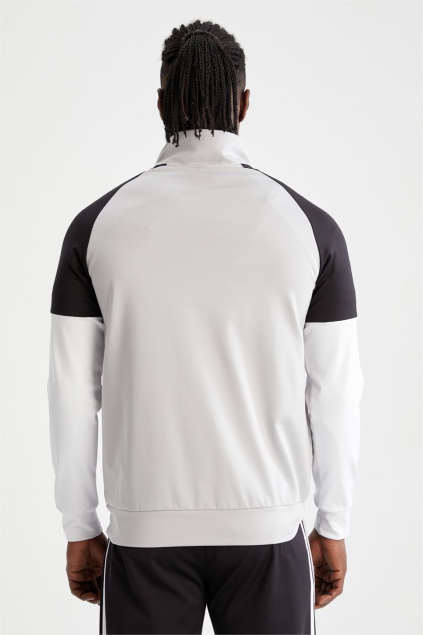 رجال رمادي فاتح Slim Fit Scuba Fabric Cardigan