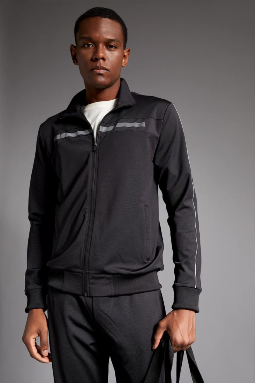 MAN Black Slim Fit Long Sleeve Sports Cardigan