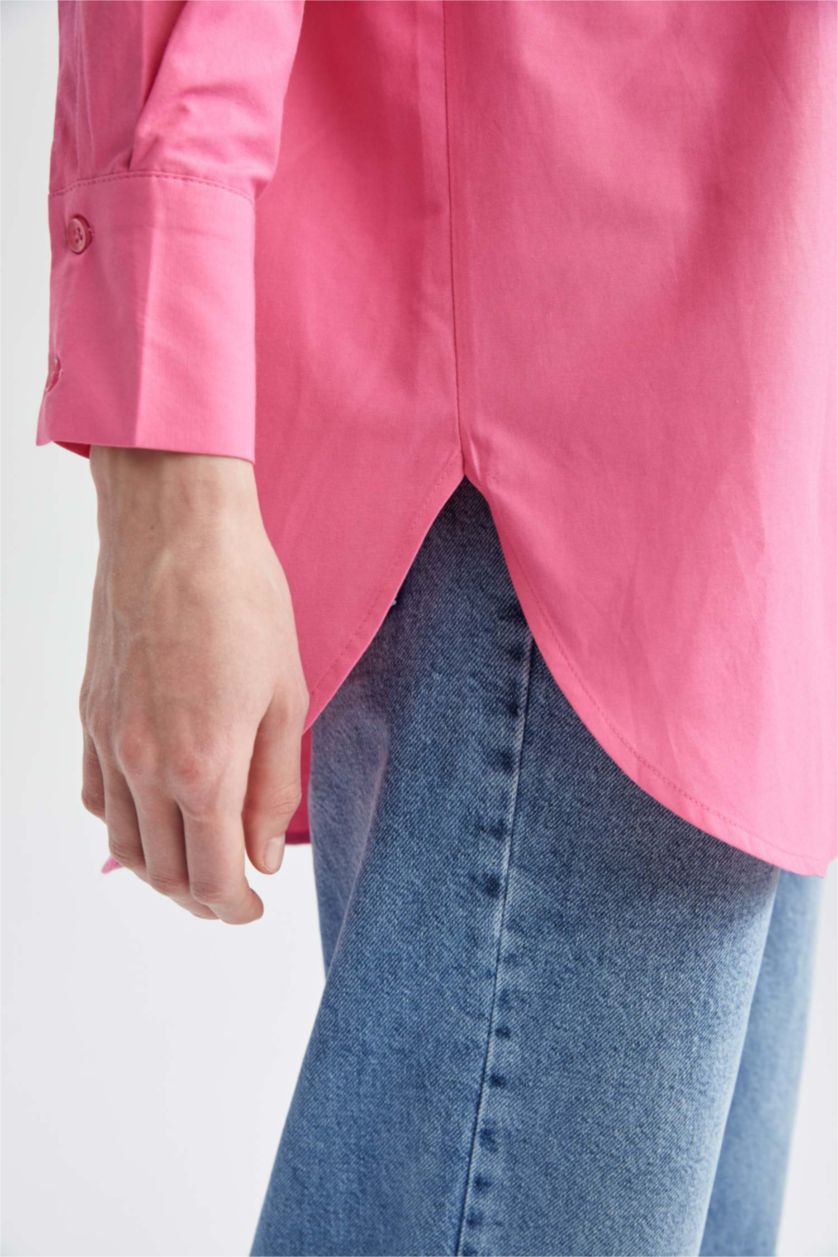 Женщины Розовый Рубашка свободного кроя из поплина