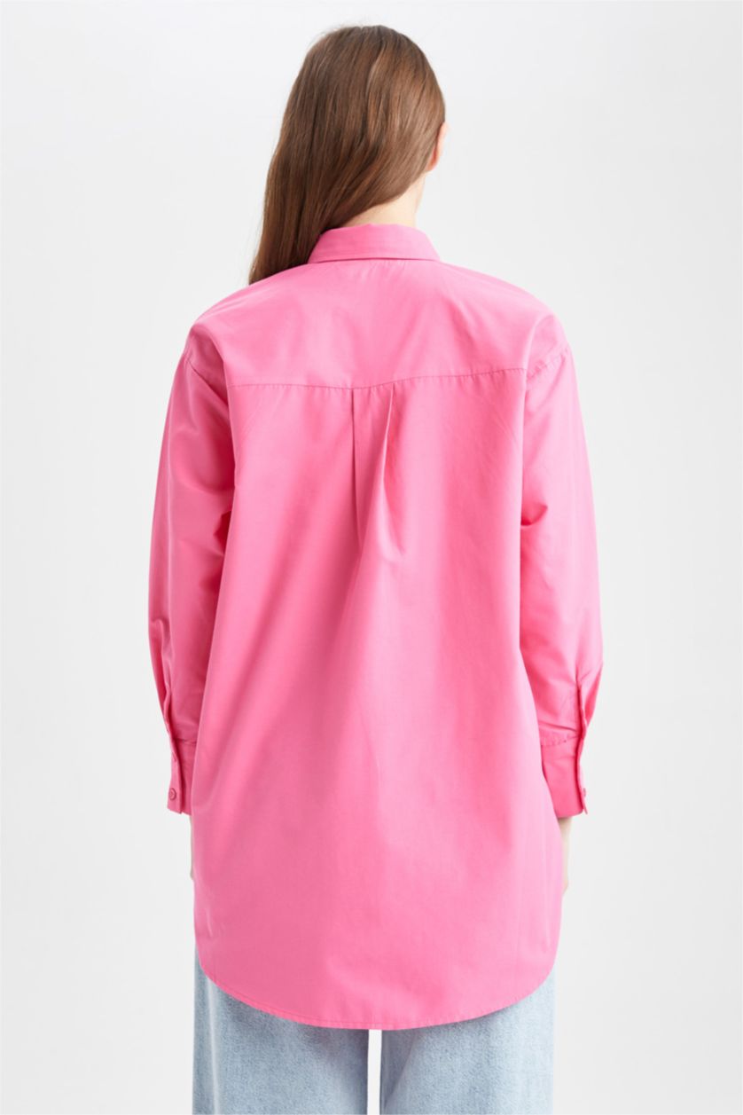 Женщины Розовый Рубашка свободного кроя из поплина