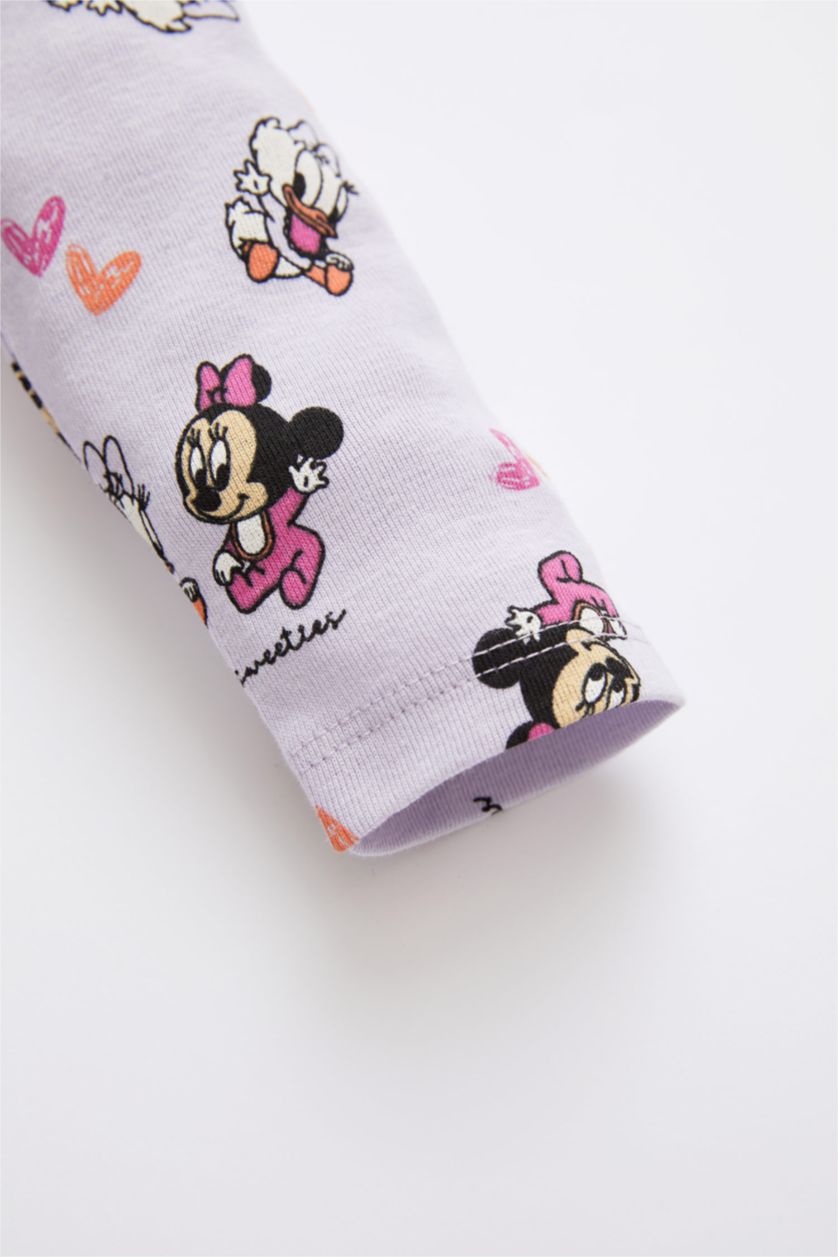 BÉBÉ FILLE Violet Clair Combinaison en coton à manches longues avec fermeture à pression pour bébé fille Minnie Mouse sous licence nouveau-né