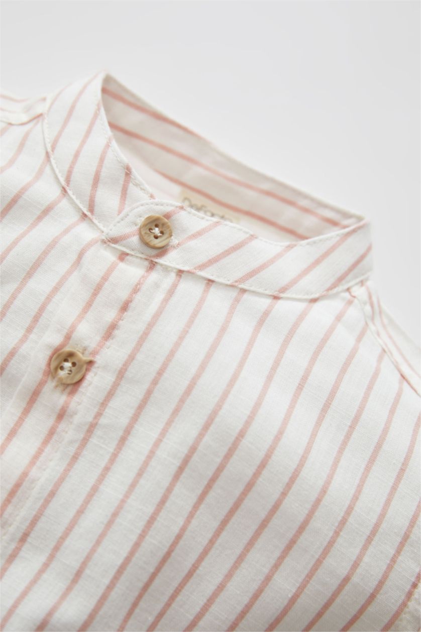 BÉBÉ GARÇON Beige Chemise en popeline de coton à manches longues et motif de lignes pour bébé garçon