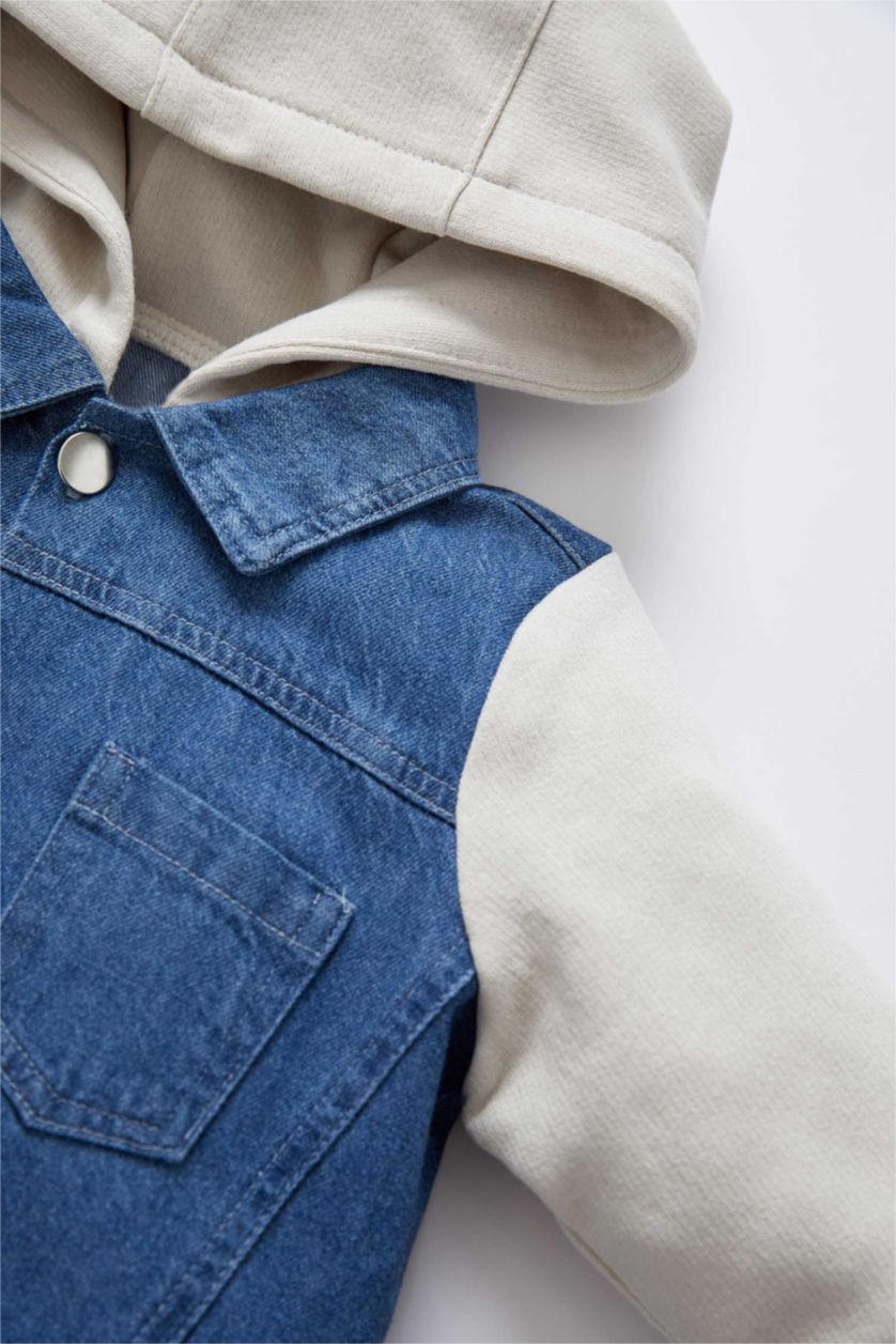 BÉBÉ GARÇON BLEU Clair Veste en jean imprimée à capuche bébé garçon