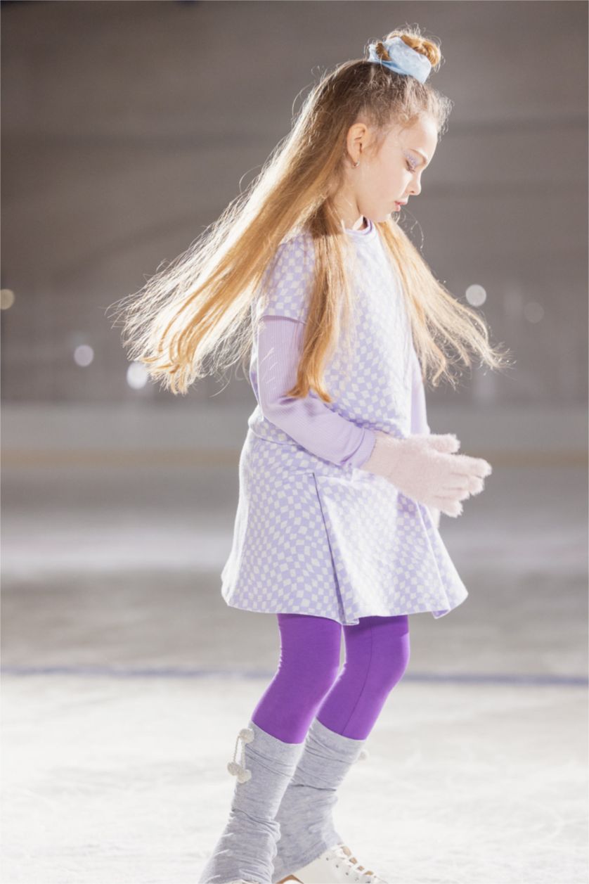 GIRLS & TEENS Lilac Girl Short Sleeve Checkers Print T-Shirt & Skirt