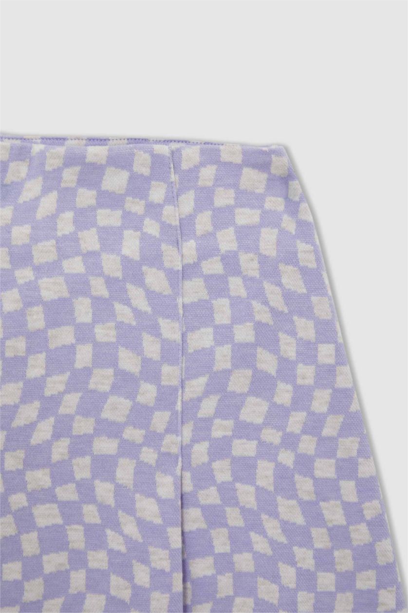 GIRLS & TEENS Lilac Girl Short Sleeve Checkers Print T-Shirt & Skirt